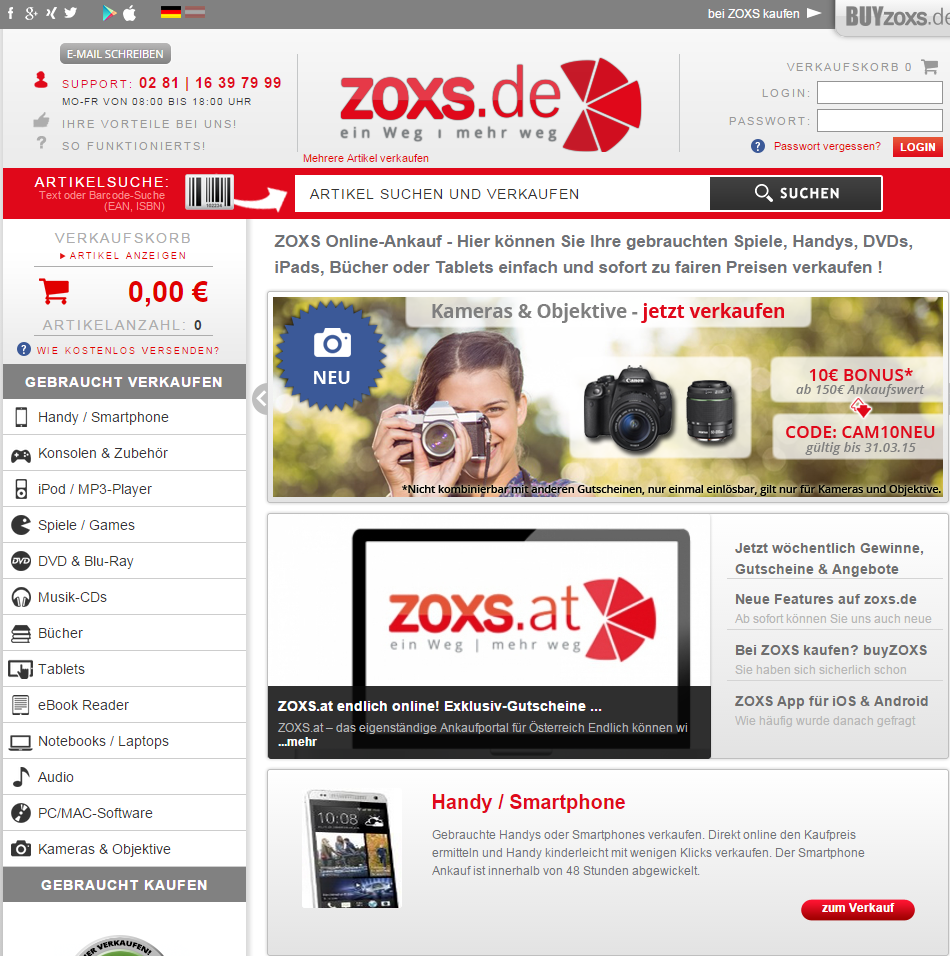 ZOXS Webseite 2011 - 2019