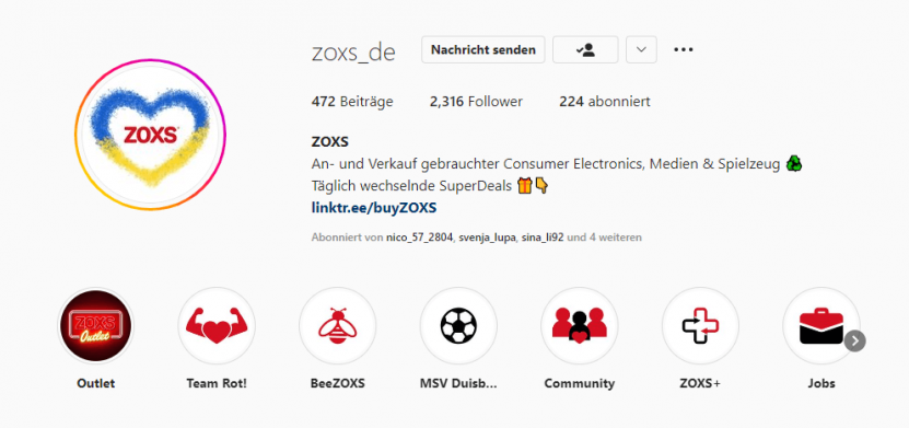 ZOXS auf Instagram